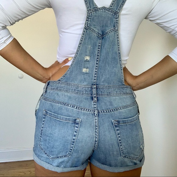 Blue Jean Overalls Shorts- Size 28 - Picture 4 of 5